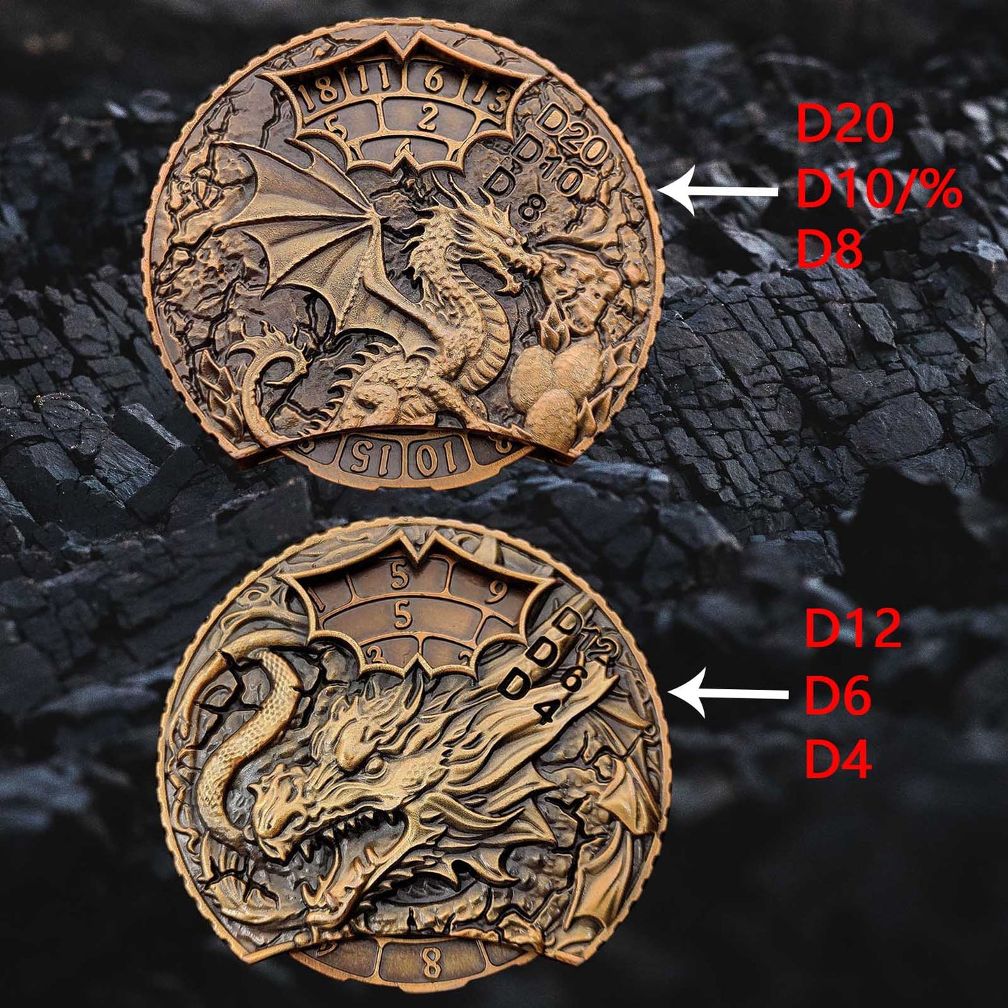 Set de Dados Giratorios de Doble Dragón - Dados DnD con Spinner Fidget