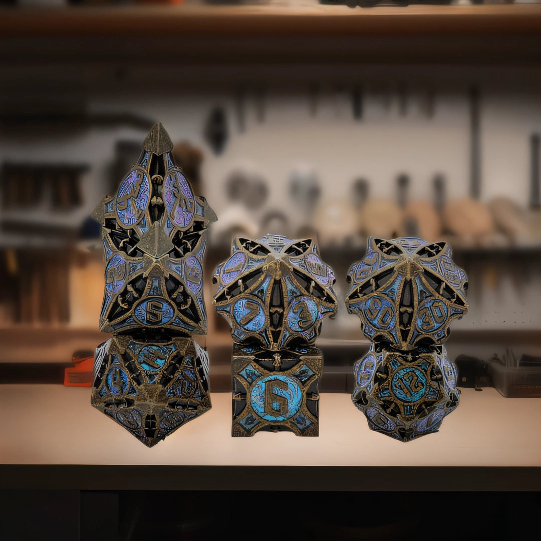 Set di Dadi in Metallo Mystic Eclipse per DND - Nero