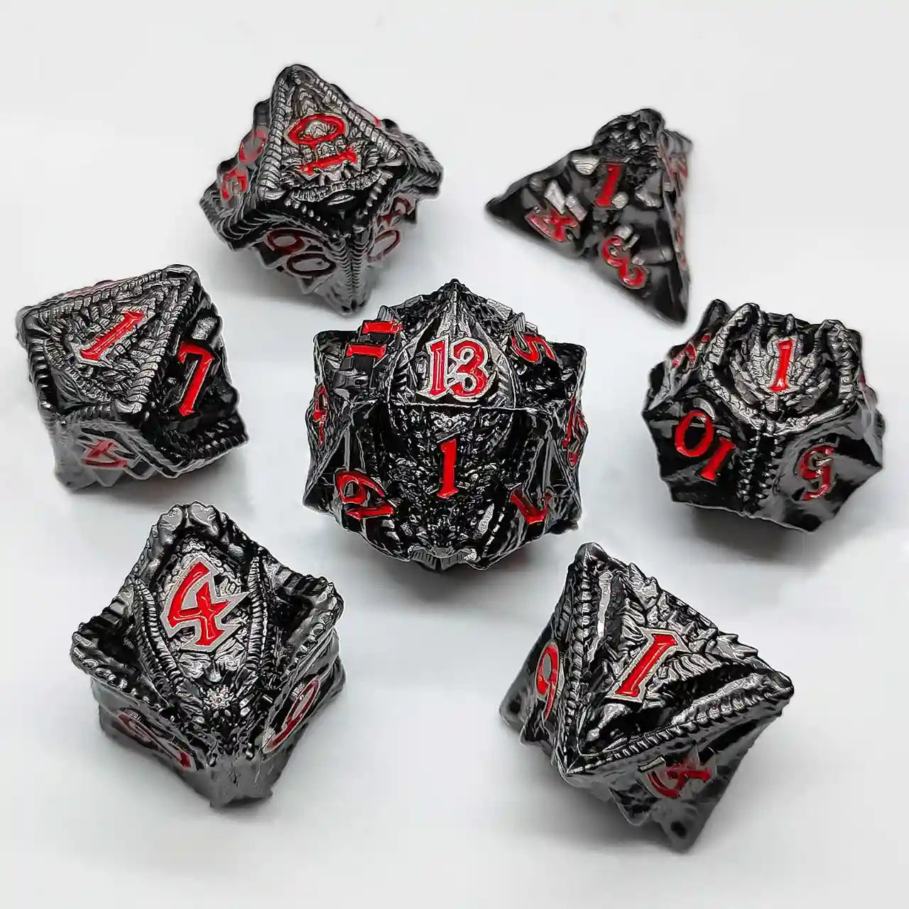 Malevolent Dragon’s Forge: Metallic DnD Dice Set