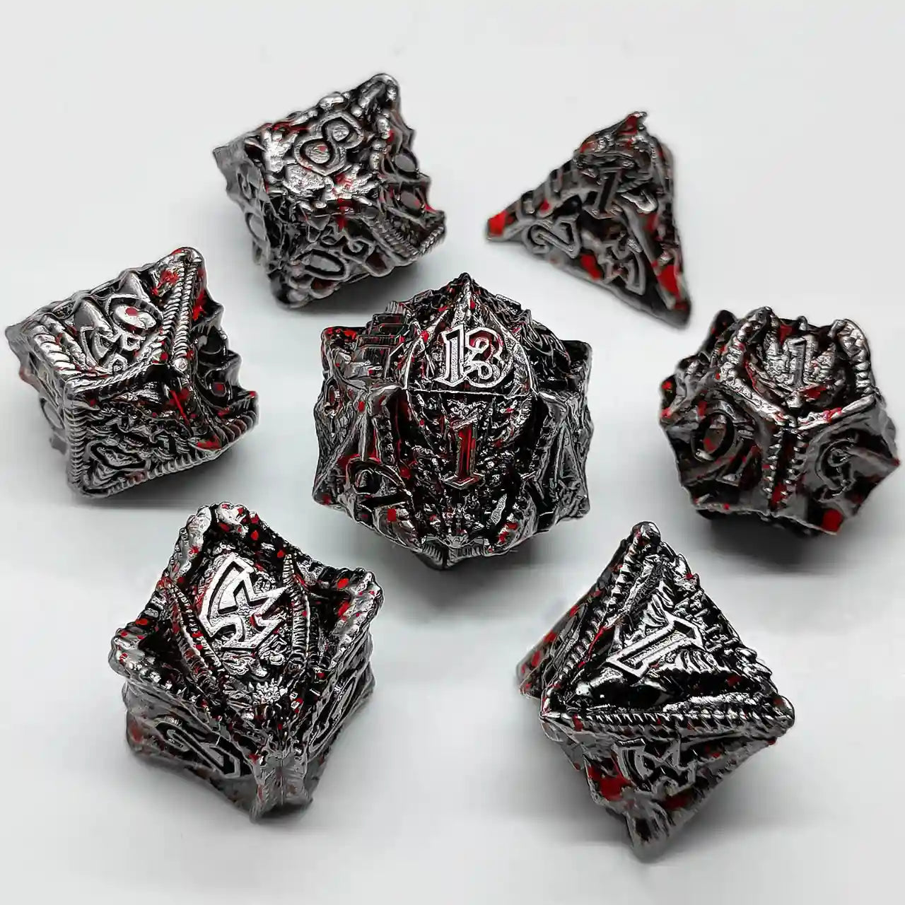 Malevolent Dragon’s Forge: Metallic DnD Dice Set