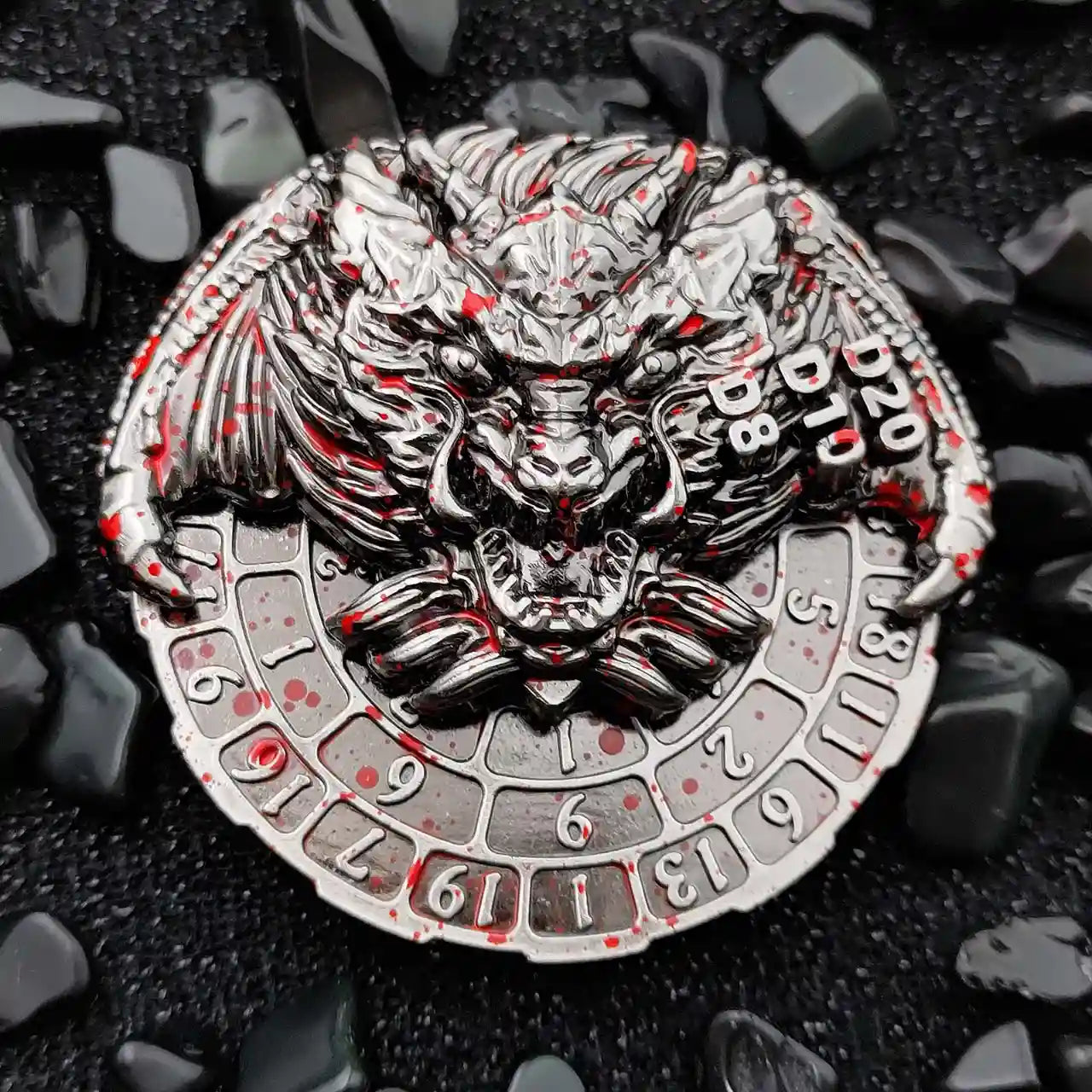 Dragon's Dominion: 7-in-1 Dragon Head Spinner Dice Roll SpinRoller Fidget Spinner DnD Dice Set