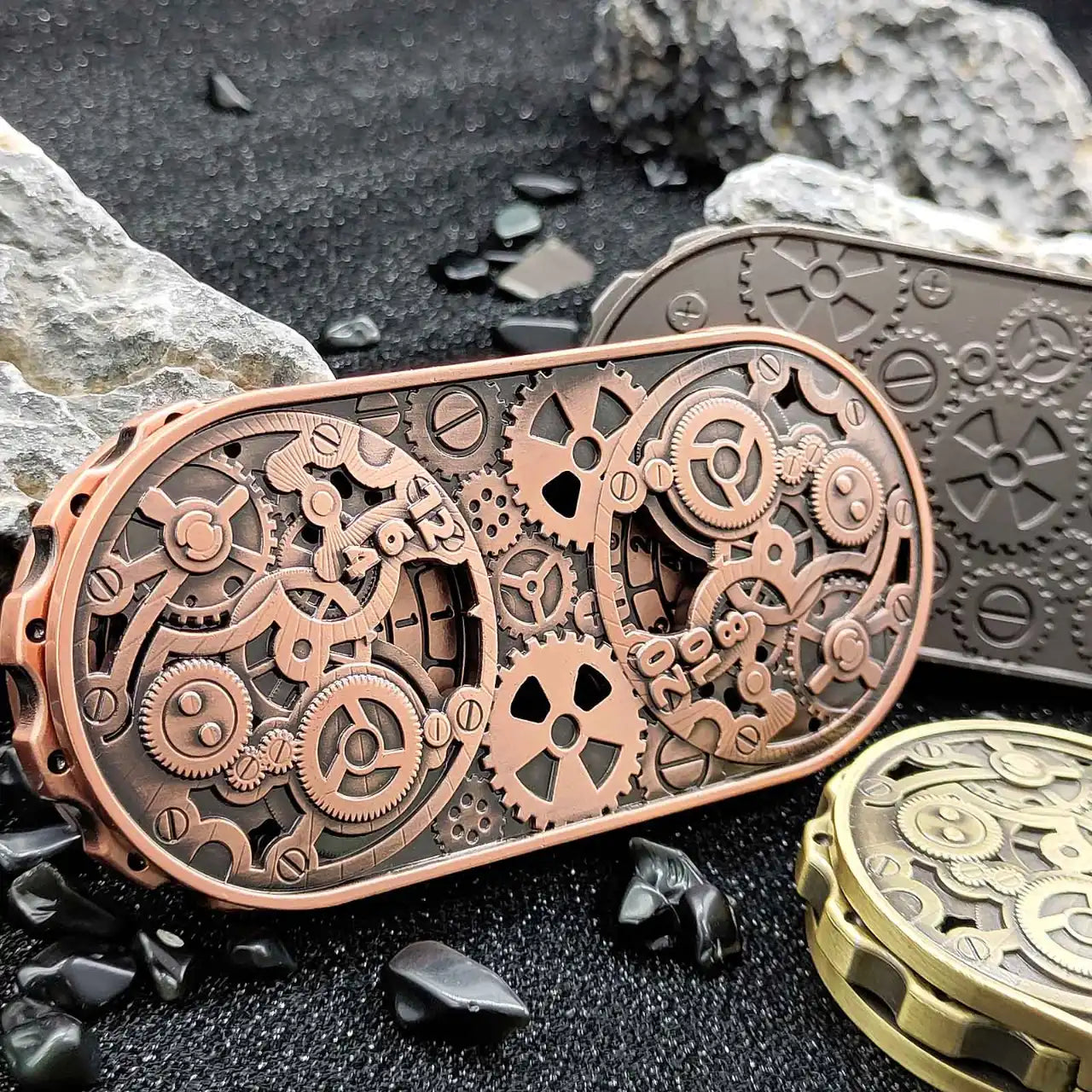 Steampunk Antique Bronze Metal Dual-Gear Fidget Spinner Dice