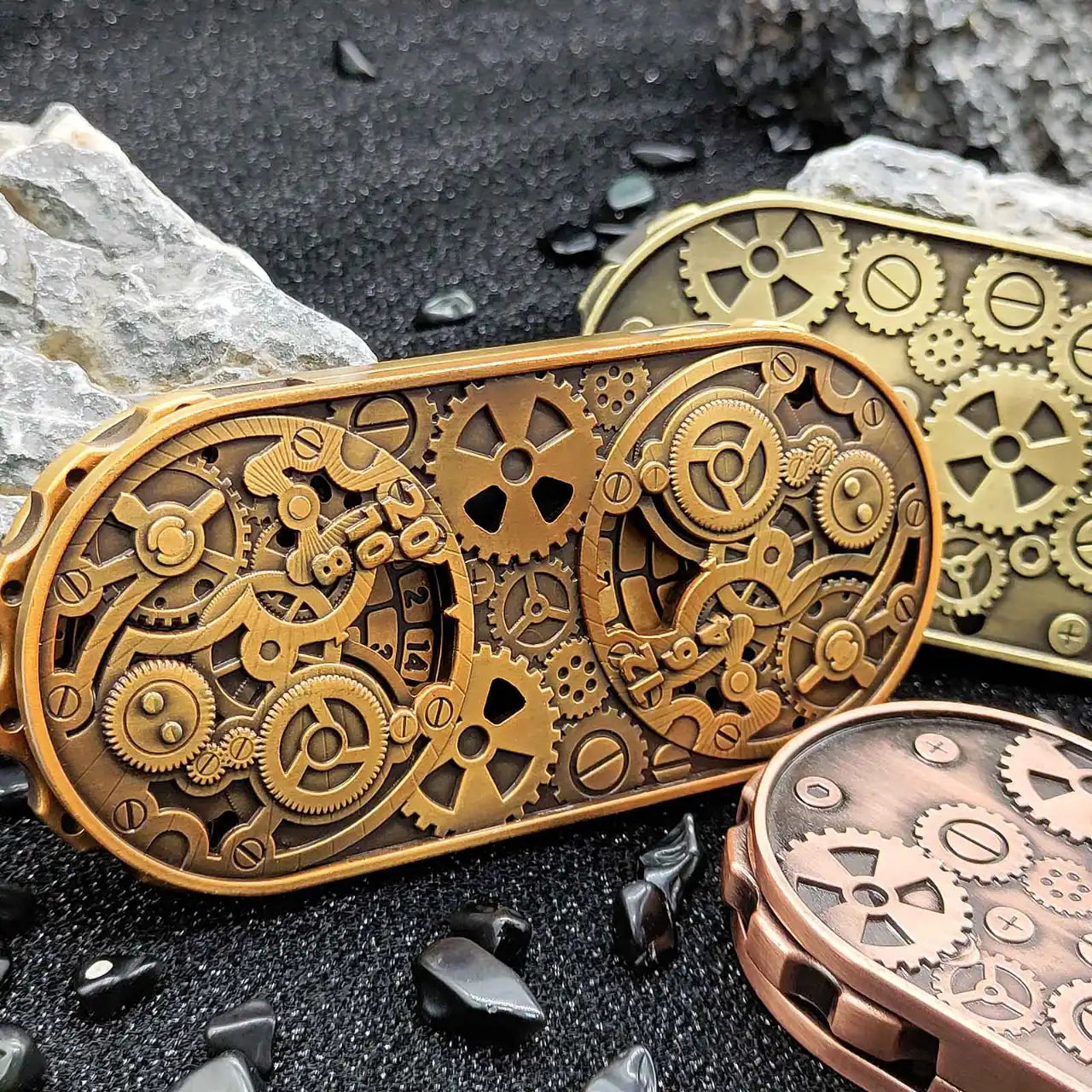 Steampunk Antique Bronze Metal Dual-Gear Fidget Spinner Dice