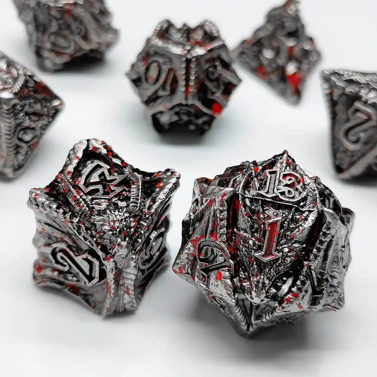 Malevolent Dragon’s Forge: Metallic DnD Dice Set