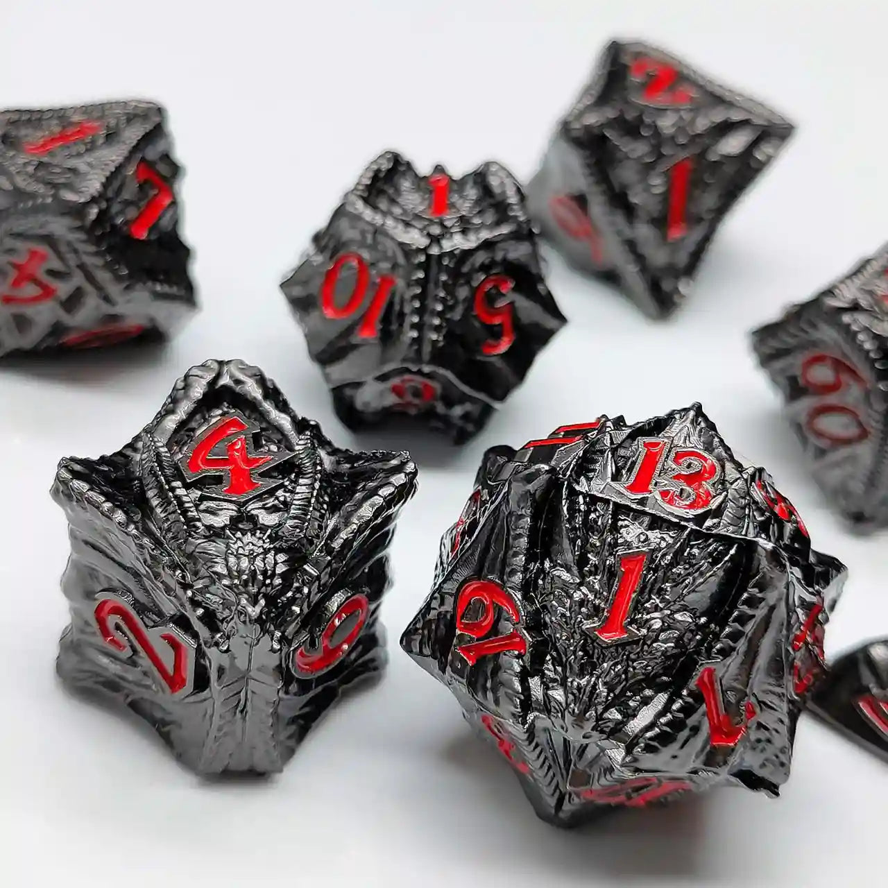Malevolent Dragon’s Forge: Metallic DnD Dice Set