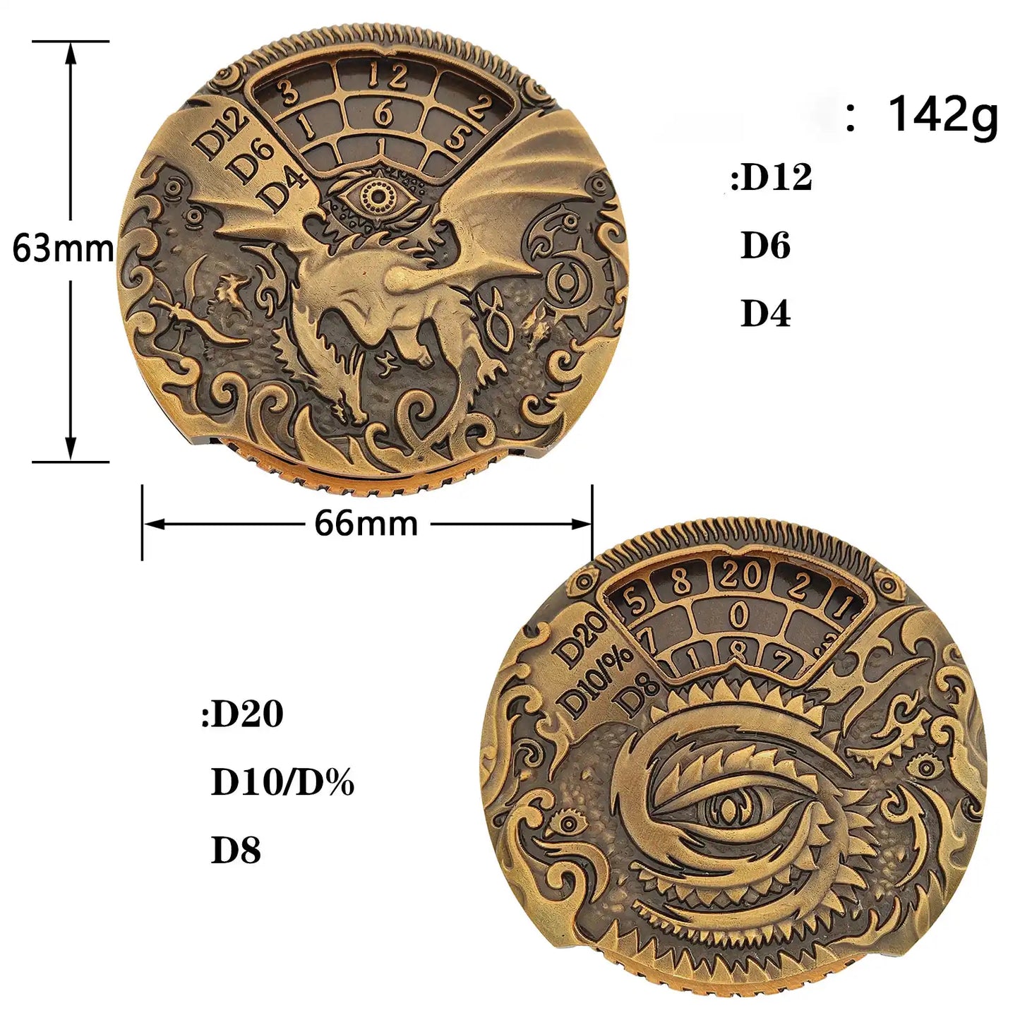 Dragon’s Dual Gaze: 7-in-1 Metallic Spinner Dice Roll SpinRoller Fidget Spinner DnD Dice Set