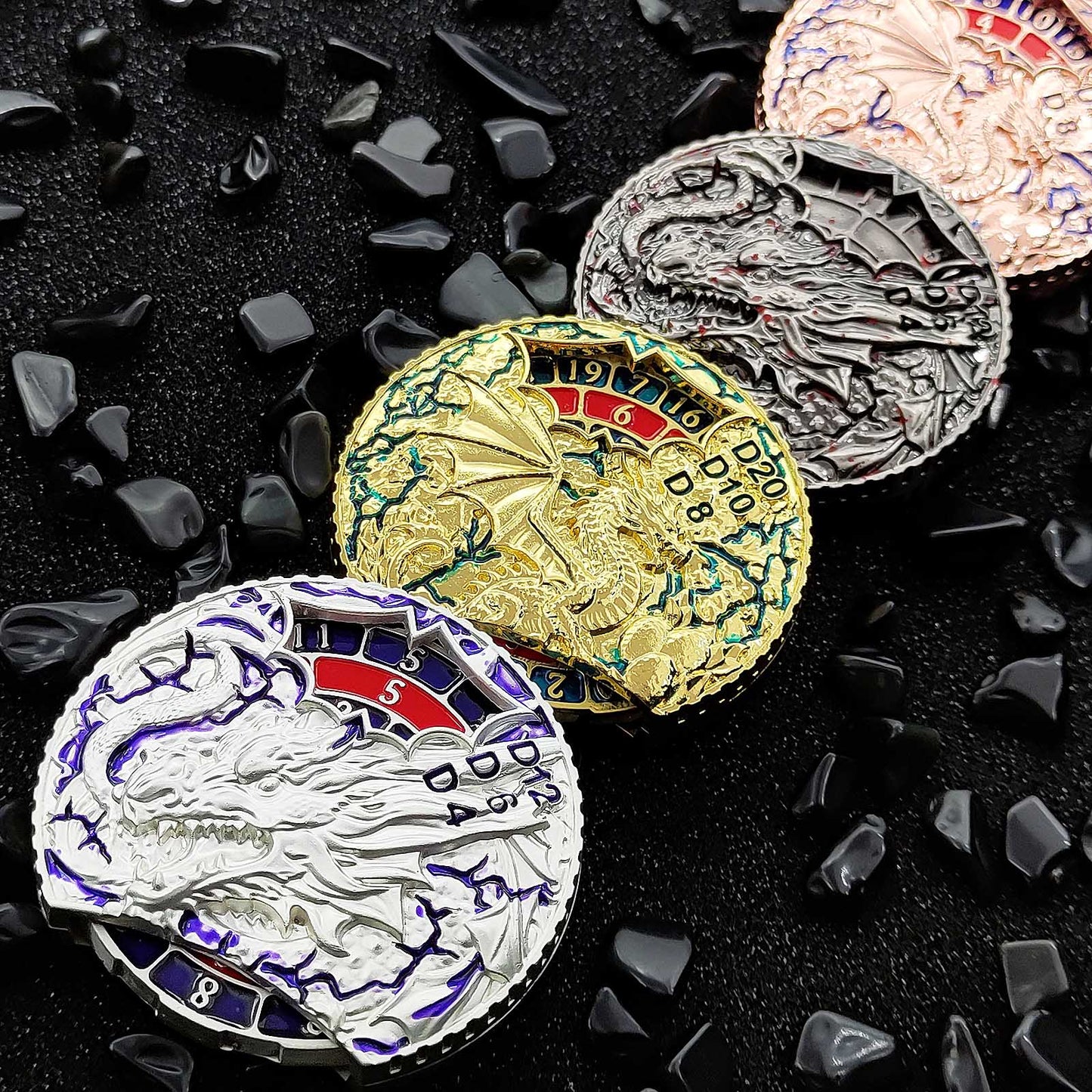 Set de Dados Giratorios de Doble Dragón - Dados DnD con Spinner Fidget
