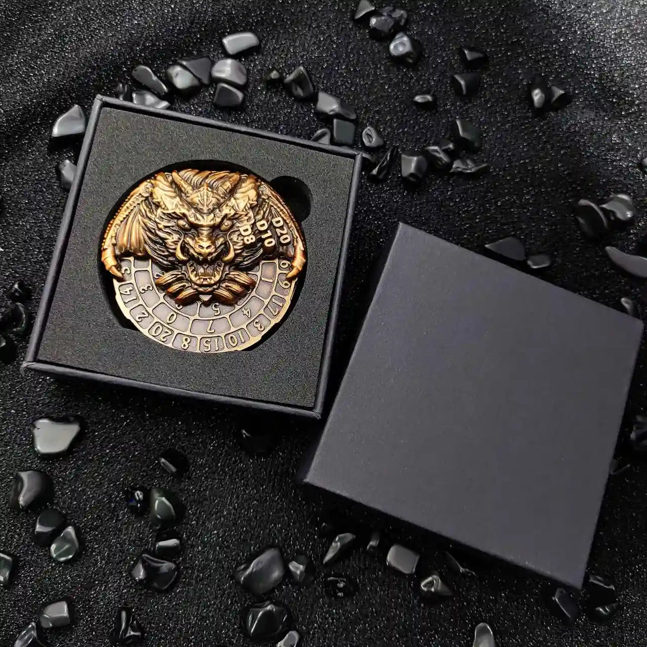 Dragon's Dominion: 7-in-1 Dragon Head Spinner Dice Roll SpinRoller Fidget Spinner DnD Dice Set