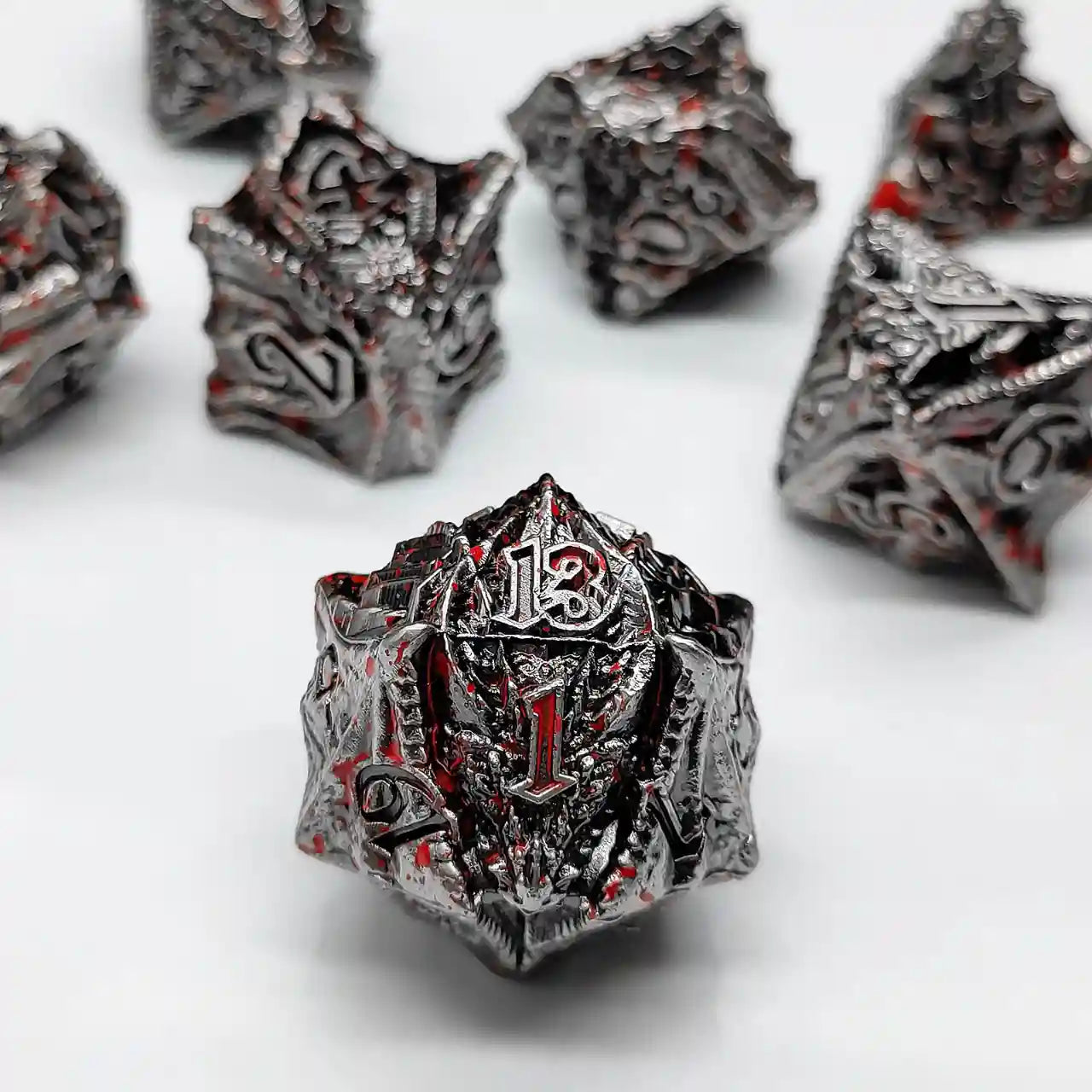Malevolent Dragon’s Forge: Metallic DnD Dice Set