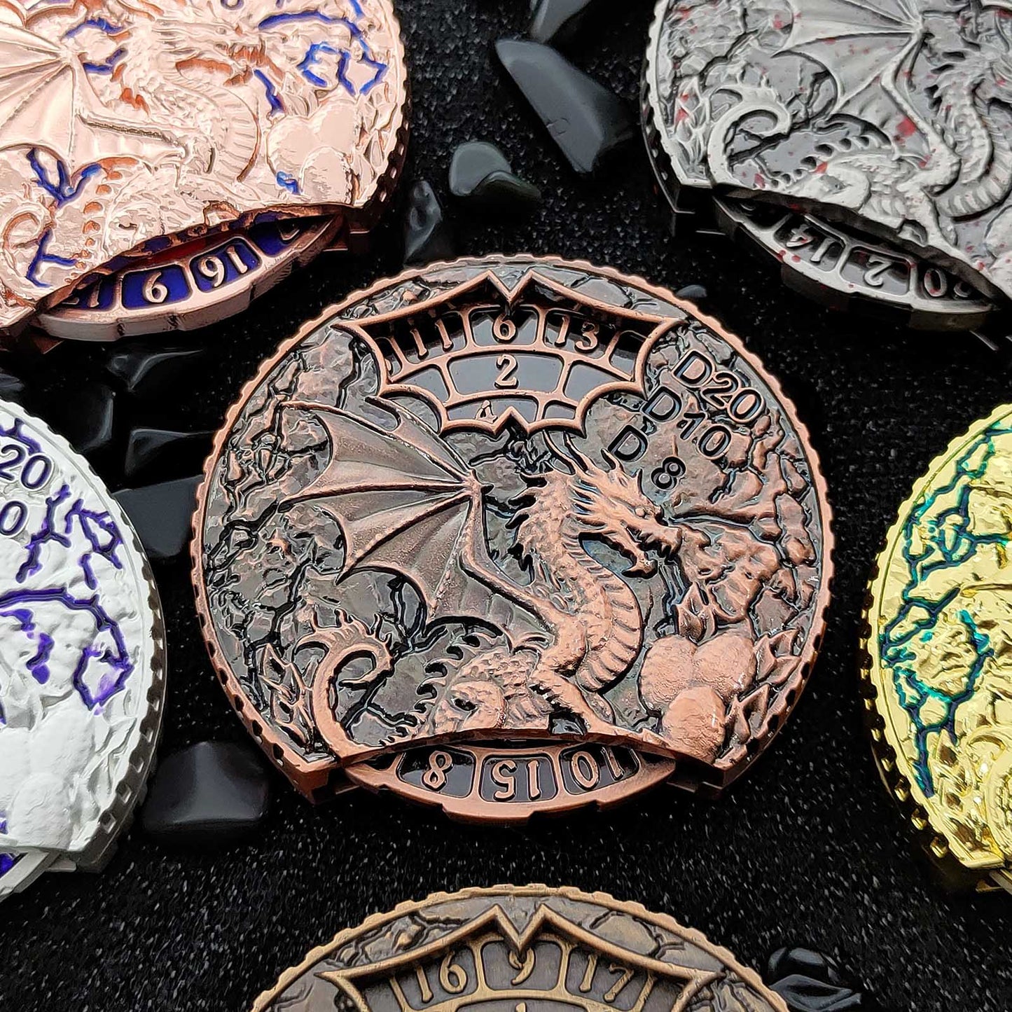 Dual-Dragon Spin Spinner Dice and Roll SpinRoller Fidget Spinner DnD Dice Set