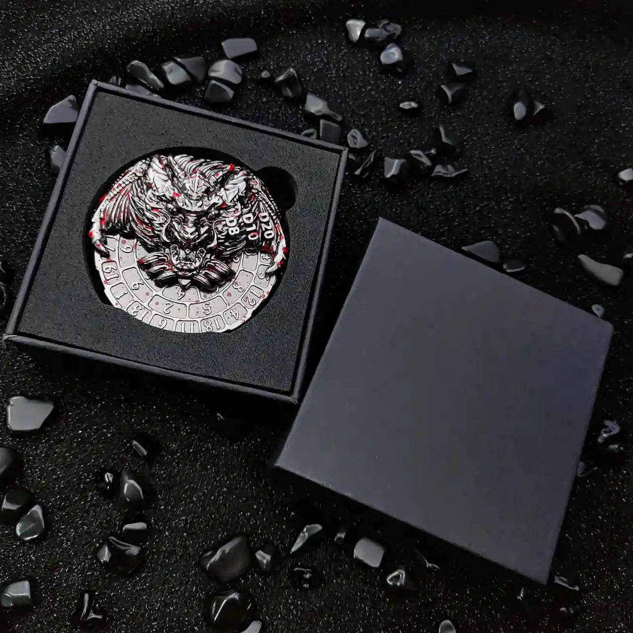 Dragon's Dominion: 7-in-1 Dragon Head Spinner Dice Roll SpinRoller Fidget Spinner DnD Dice Set