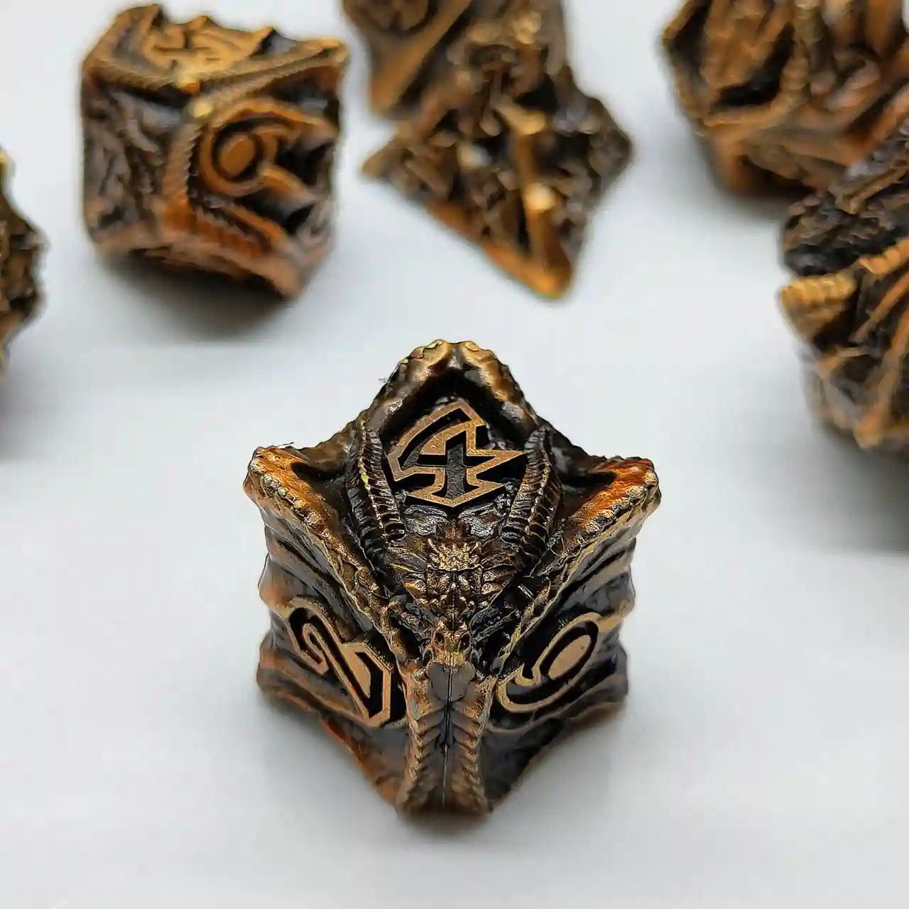Malevolent Dragon’s Forge: Metallic DnD Dice Set