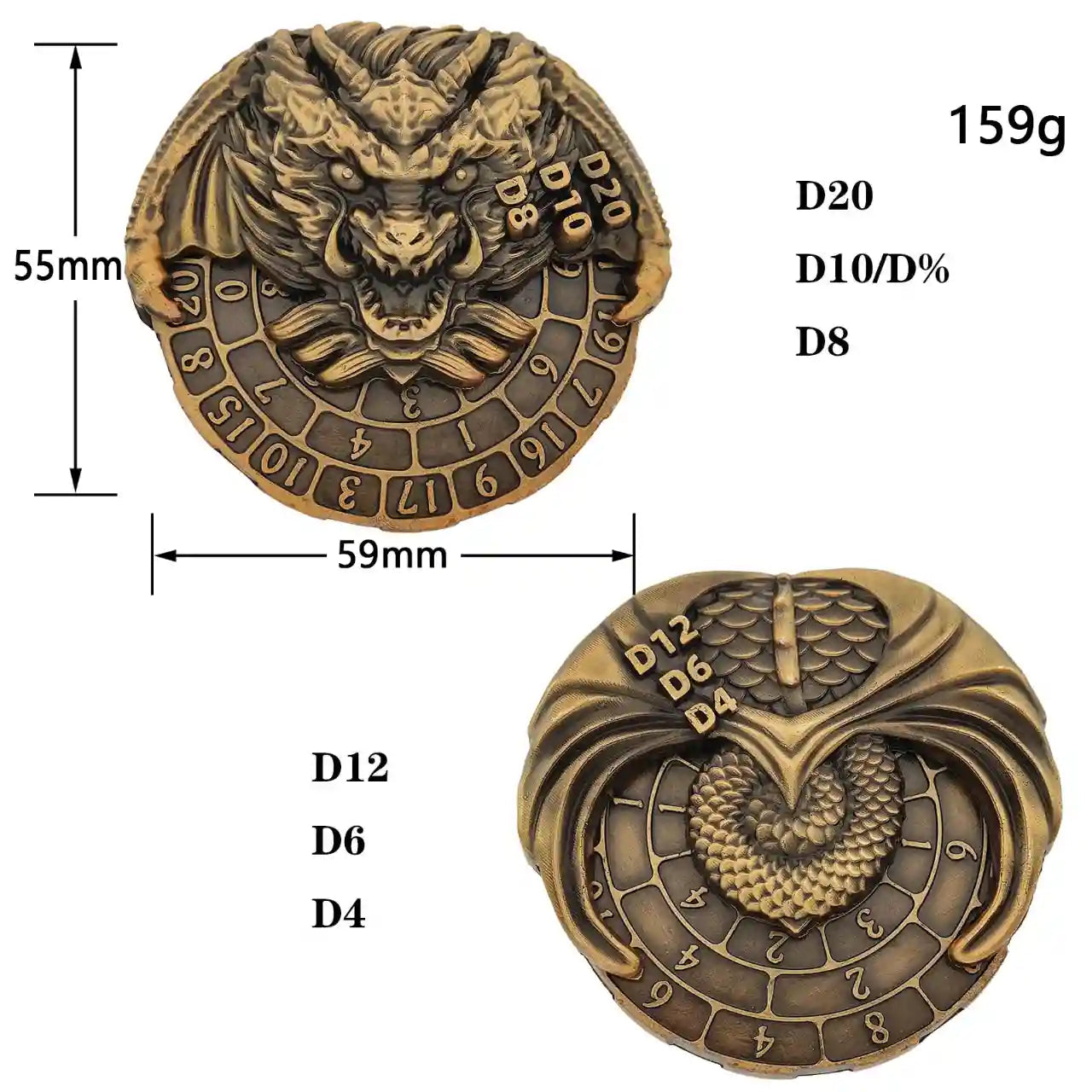 Dragon's Dominion: 7-in-1 Dragon Head Spinner Dice Roll SpinRoller Fidget Spinner DnD Dice Set