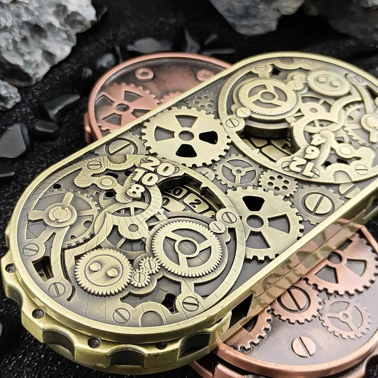 Steampunk Antique Bronze Metal Dual-Gear Fidget Spinner Dice