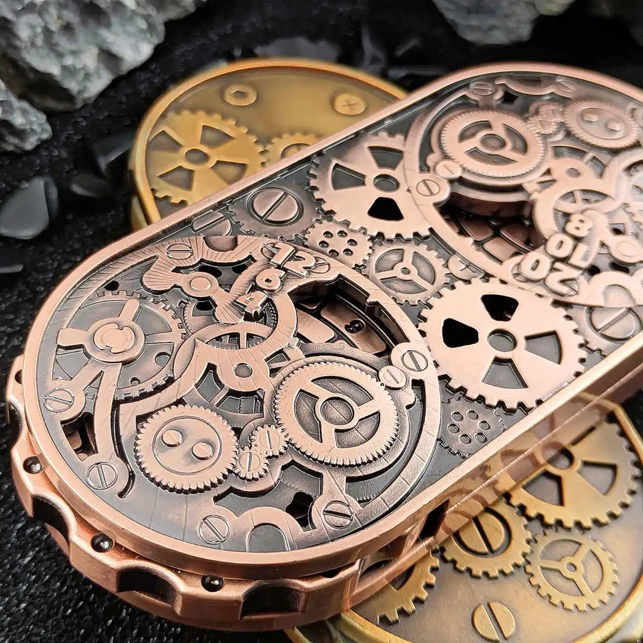Steampunk Antique Bronze Metal Dual-Gear Fidget Spinner Dice