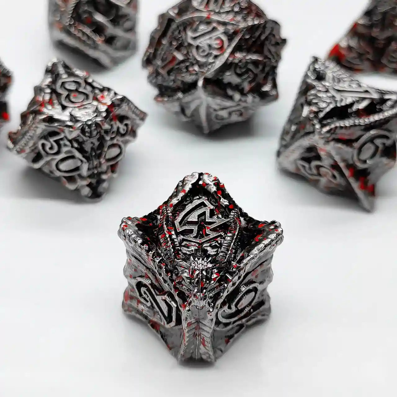Malevolent Dragon’s Forge: Metallic DnD Dice Set