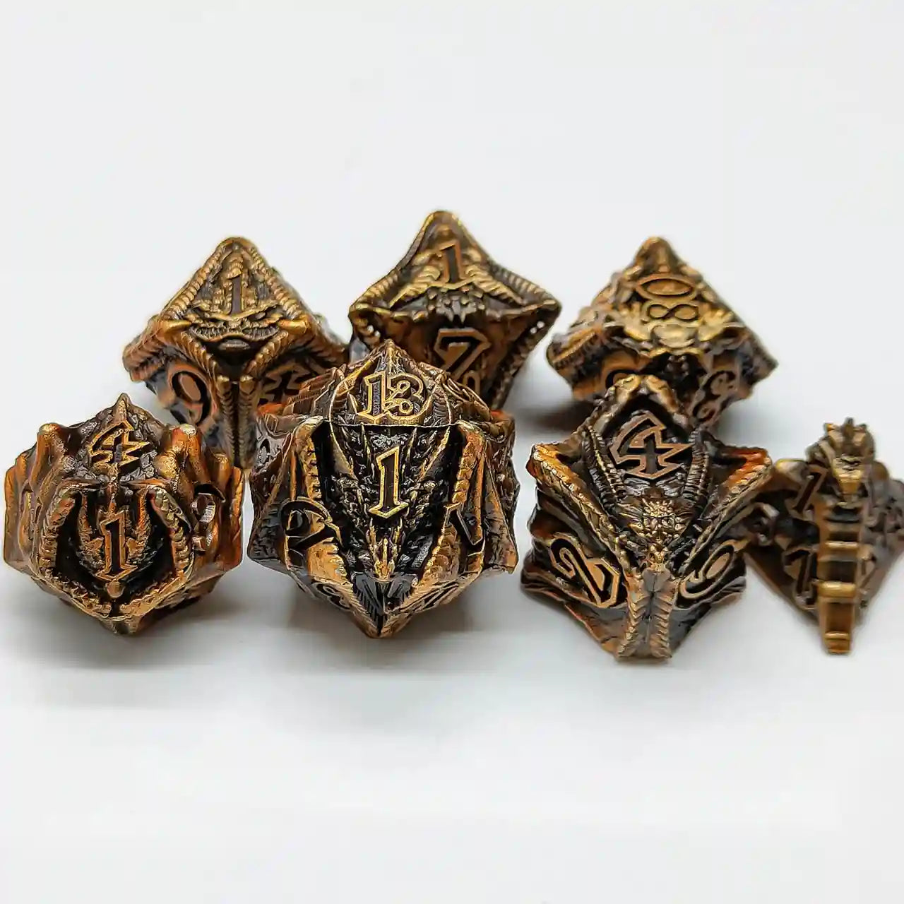 Malevolent Dragon’s Forge: Metallic DnD Dice Set