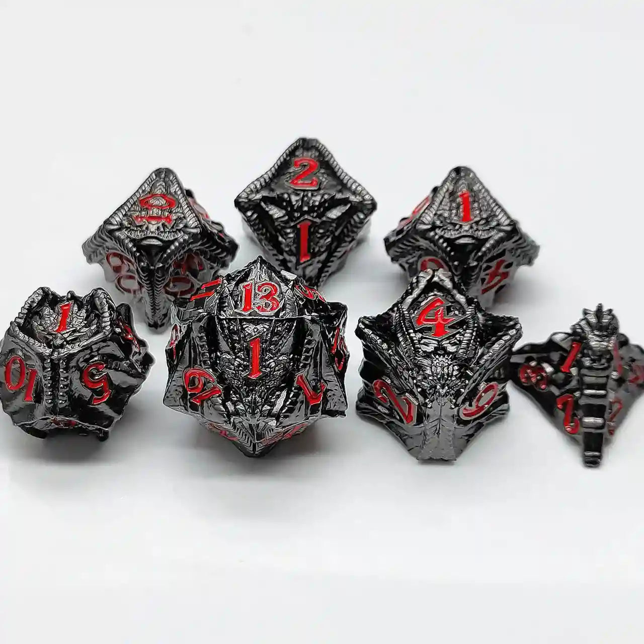 Malevolent Dragon’s Forge: Metallic DnD Dice Set