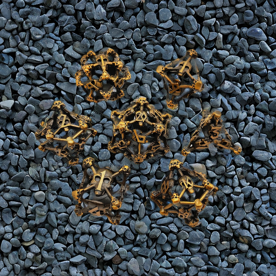 Kupferkrypta Totenkopf Hohlmetall DND Würfel Set - Bronze