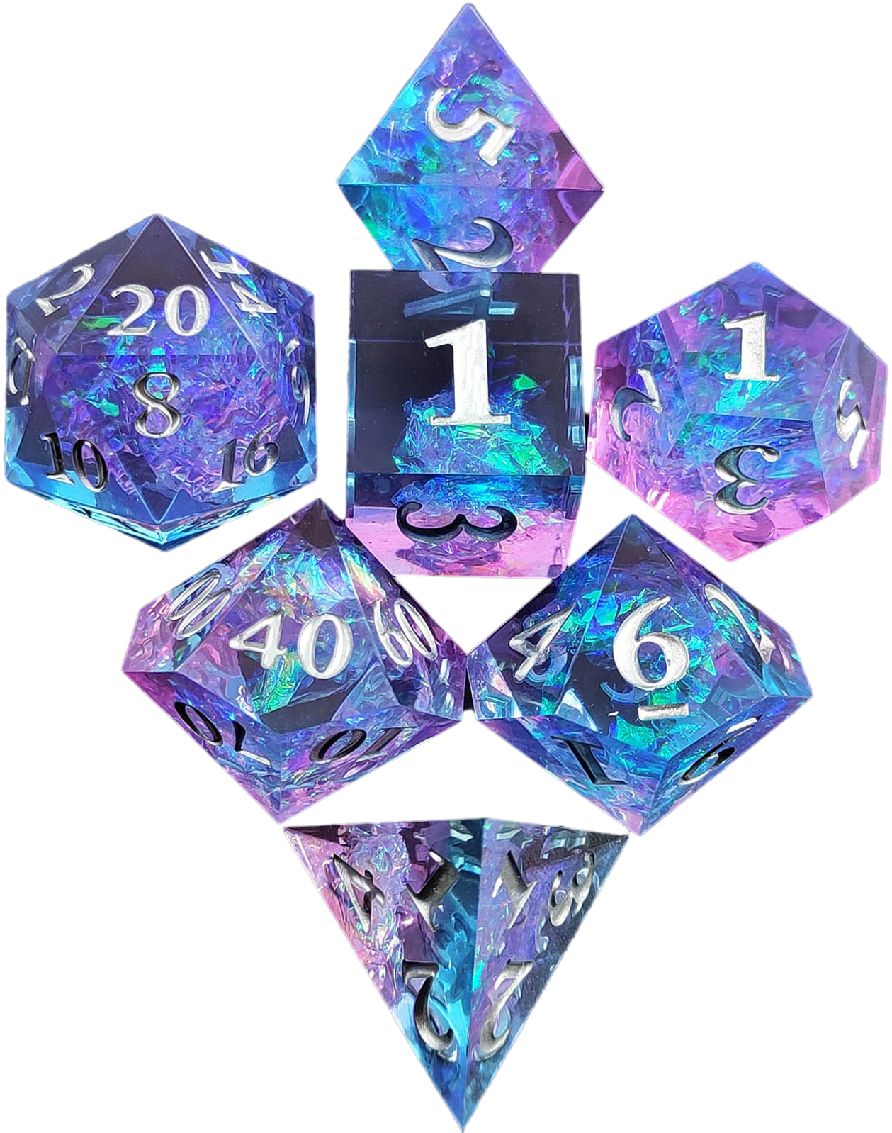 Set di Dadi in Resina a Bordi Affilati Cosmic Shimmer - Blu Trasparente