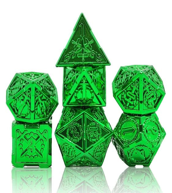 Green Metal Dice Set