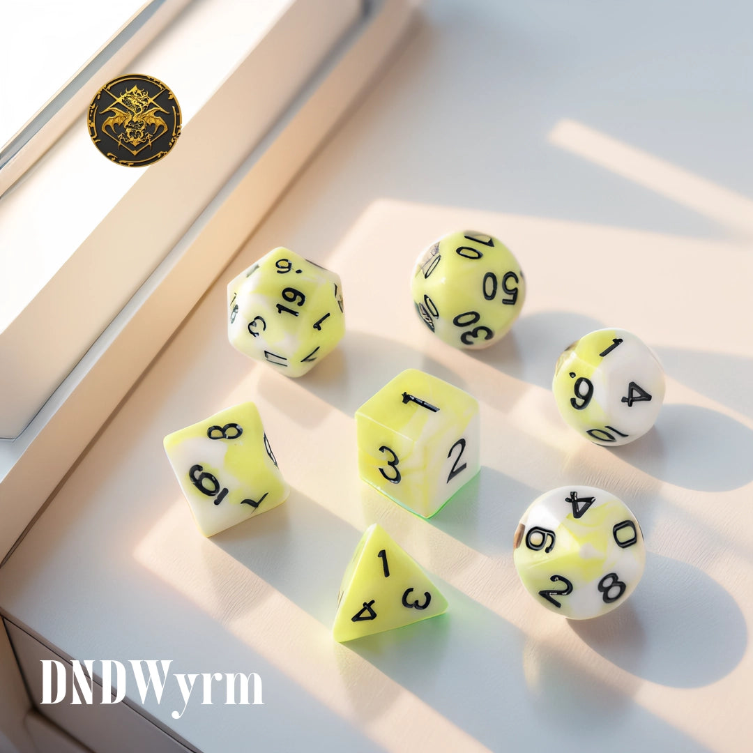 Yellow and White Gradient Dungeons & Dragons Dice Set(DND Dice Set)