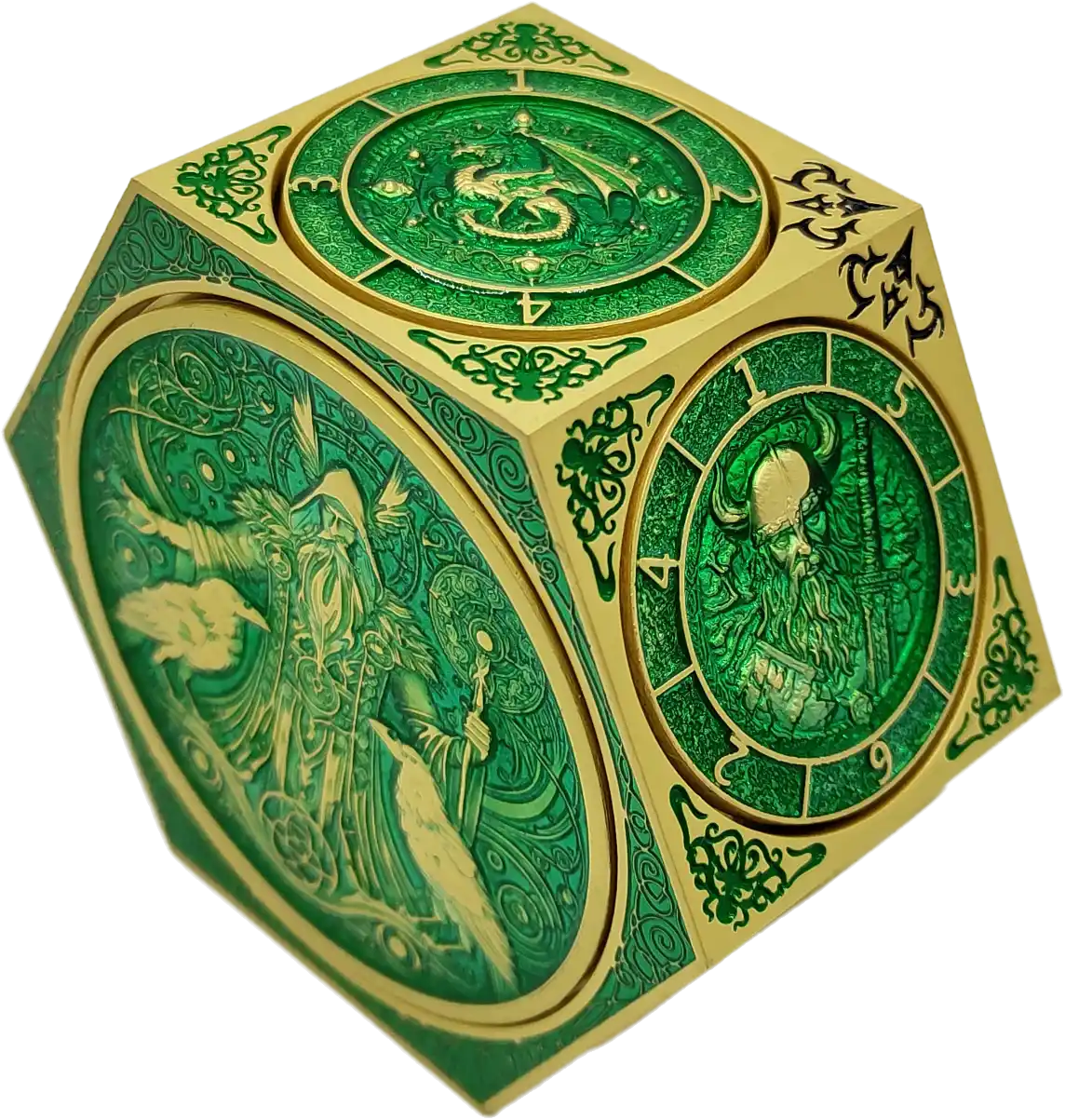 Chromatic Dragon's Fortune Dial - Multi-Function D&D Metal Dice with Rotating Dials & Number Wheel