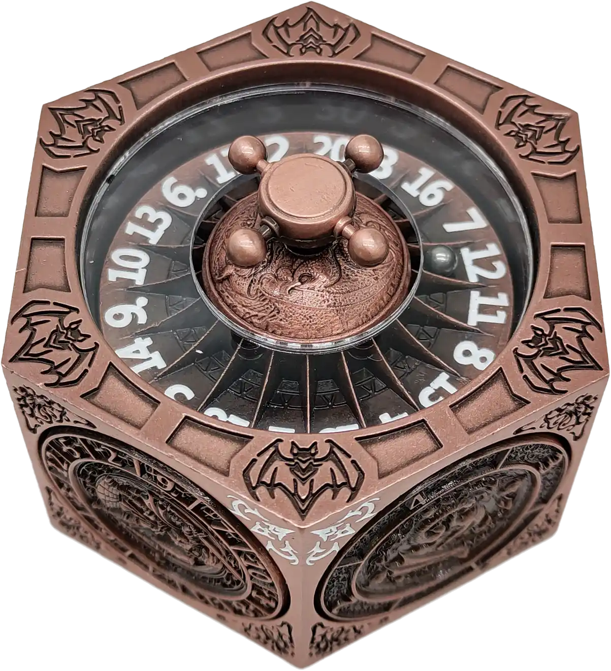 Chromatic Dragon's Fortune Dial - Multi-Function D&D Metal Dice with Rotating Dials & Number Wheel