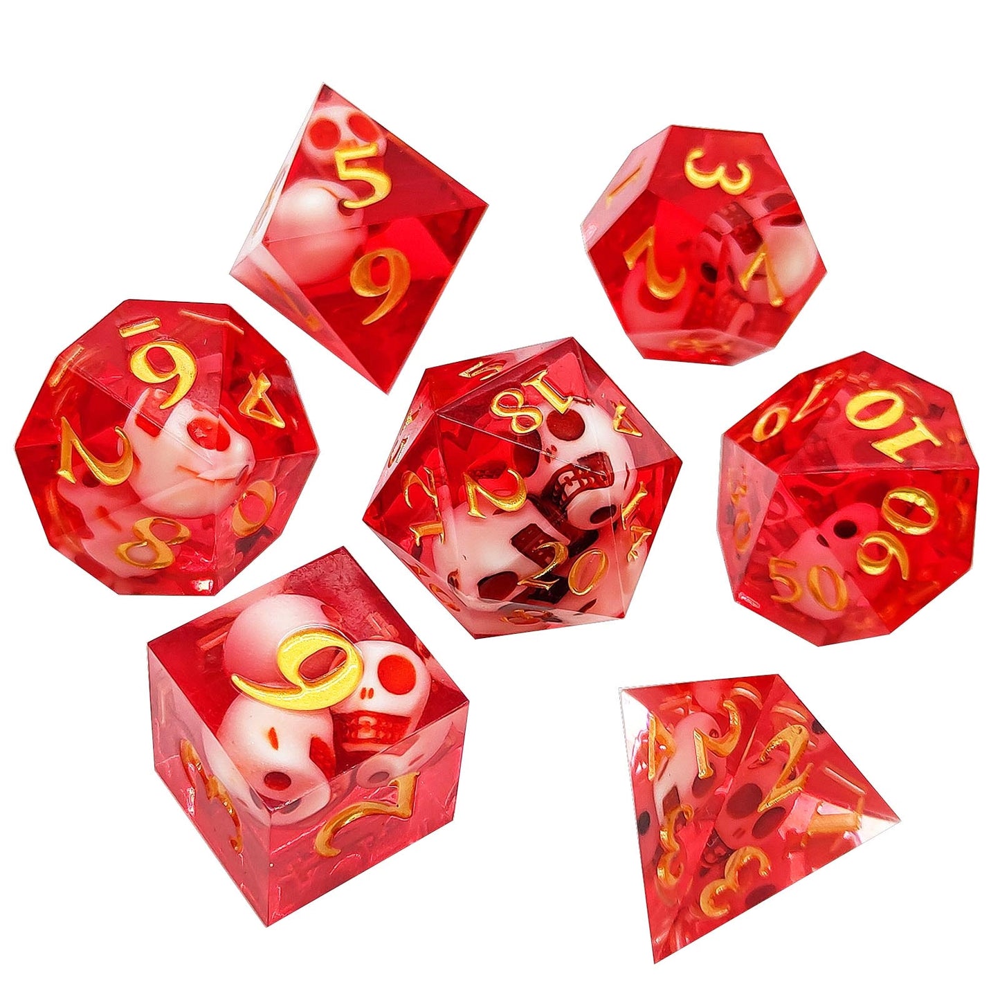 Crimson Phantom Sharp Edged Resin Dice Set