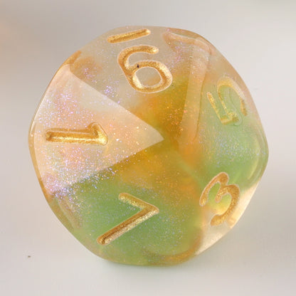 Premium Amber Emerald Essence Dungeons & Dragons Dice Set (Handcrafted Acrylic DND Dice Set)