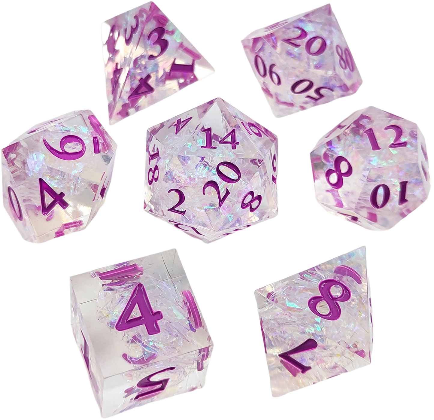 Mystic Veil Luminary Sharp Edged Resin Dice Set - Transparent