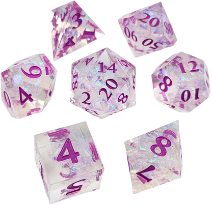 Mystic Veil Luminary Sharp Edged Resin Dice Set - Transparent