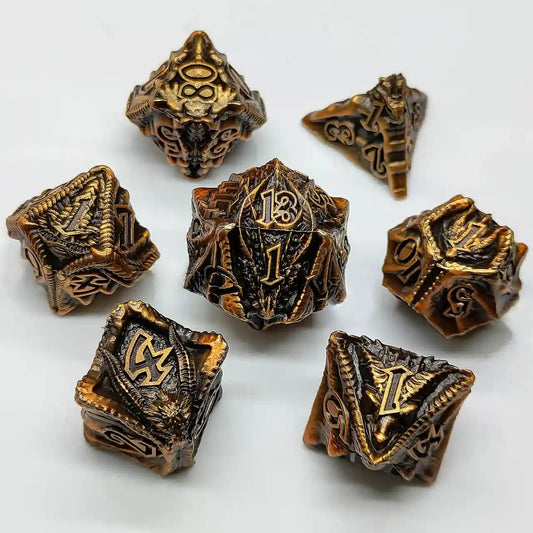 Malevolent Dragon’s Forge: Metallic DnD Dice Set