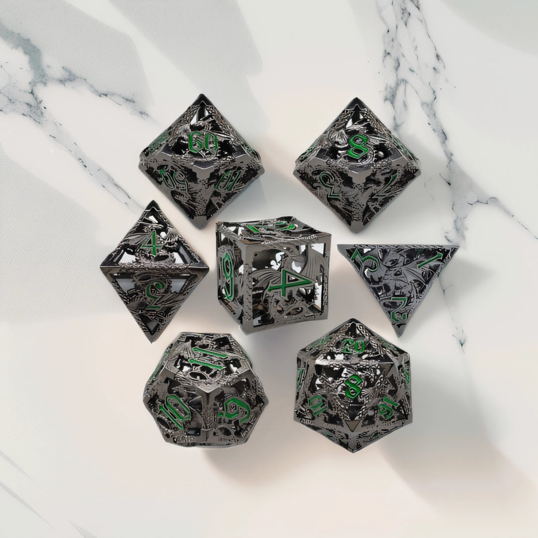 Onyx Serpent Hollow Metal DND Dice Set - Black