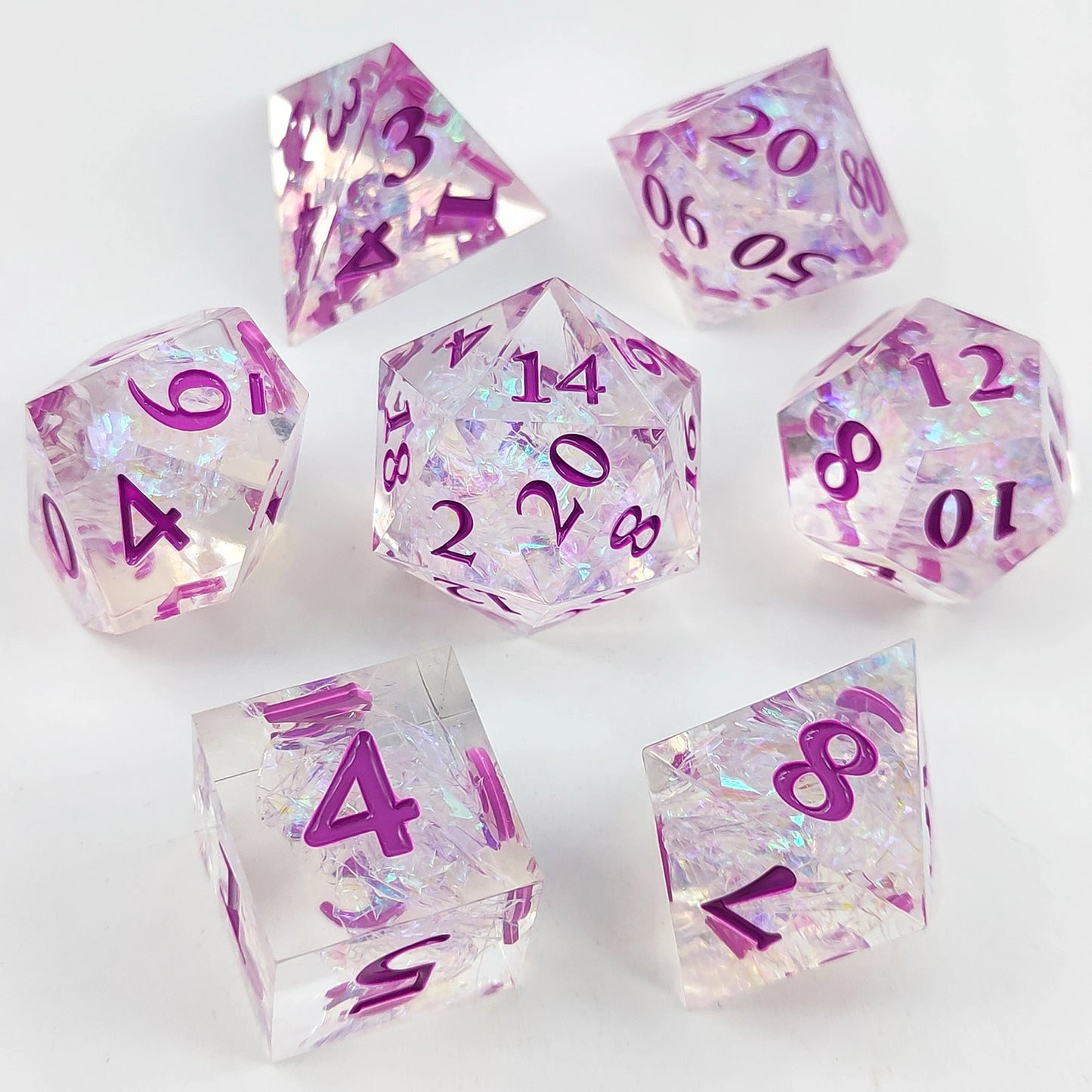 Mystic Veil Luminary Sharp Edged Resin Dice Set - Transparent