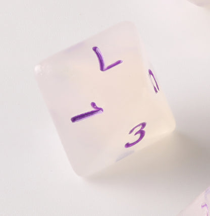 Semi-Transparent Eggshell Purple Letter Dungeons & Dragons Dice Set(DND Dice Set)