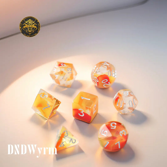 Crystal Clear Orange Ribbons Dungeons & Dragons Dice Set(DND Dice Set)