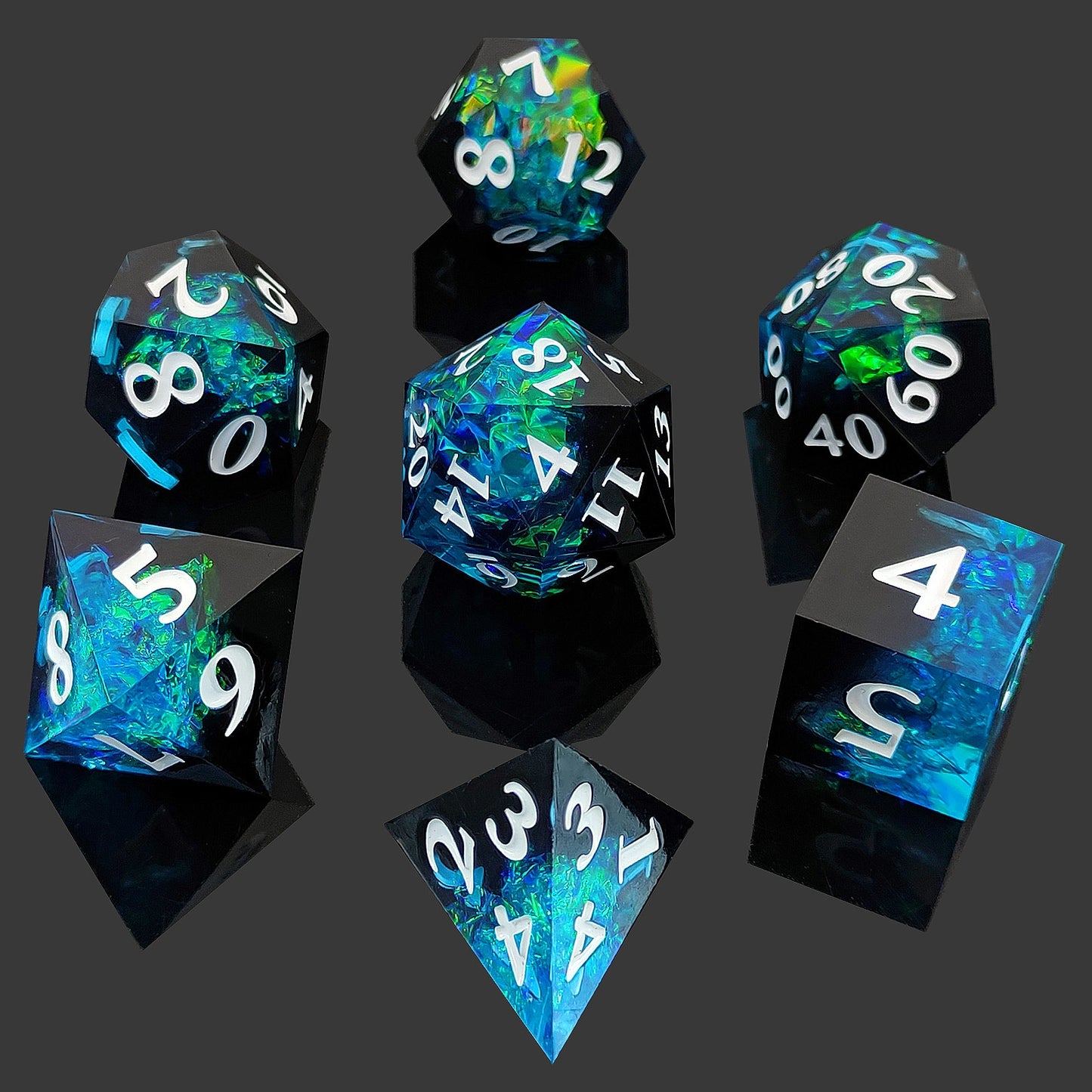 Twilight Shard Sharp Edged Resin Dice Set - Black Transparent