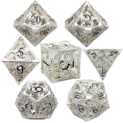 Silver Serpent Forge Hollow Metal DND Dice Set - Silver