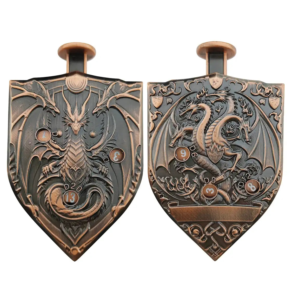 Arcane Shield Dice Spinner-7-in-1 Metal Dice for DnD – D4 D6 D8 D10 D12 D20 Tabletop RPG Dice Spinner