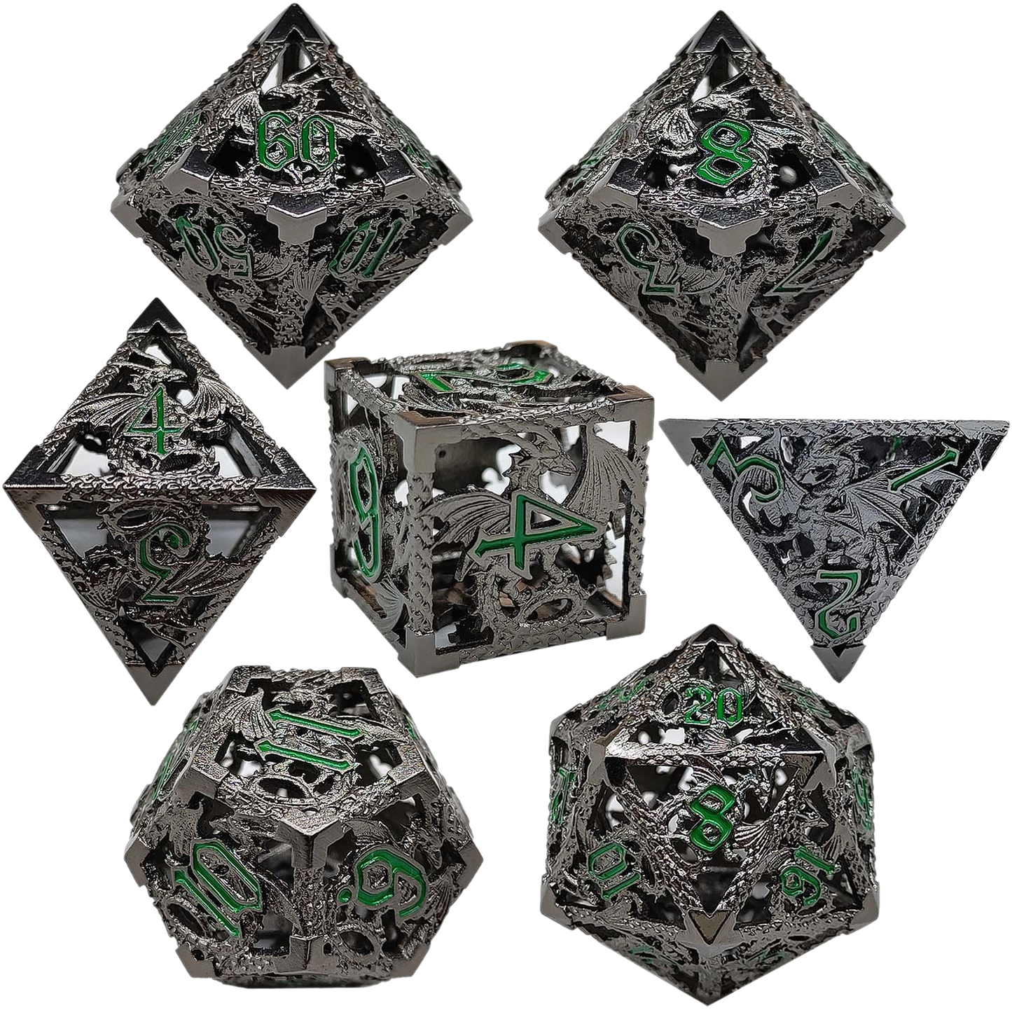 Onyx Serpent Hollow Metal DND Dice Set - Black