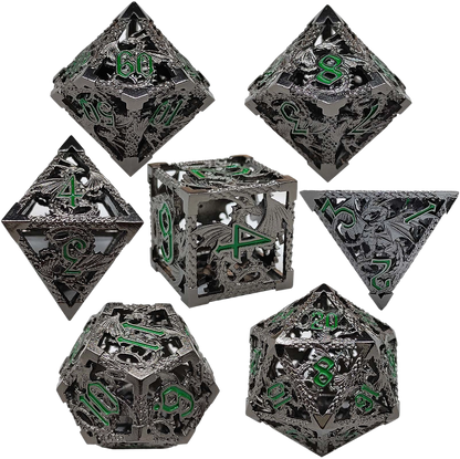 Onyx Serpent Hollow Metal DND Dice Set - Black