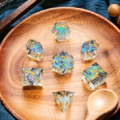 Prismatic Aegis Sharp Edged Resin Dice Set - Transparent