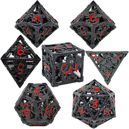 Shadow Wyrm Hollow Metal DND Dice Set - Black