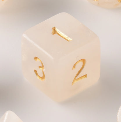 Semi-Transparent Eggshell with Gold Yellow Letter Dungeons & Dragons Dice Set(DND Dice Set)