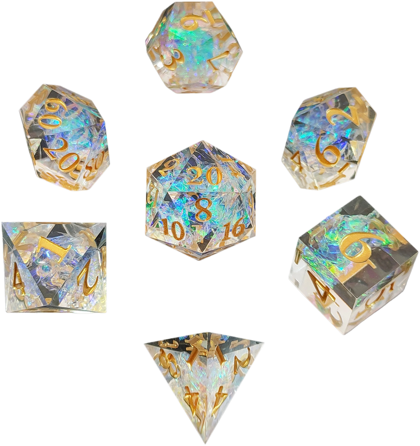 Prismatic Aegis Sharp Edged Resin Dice Set - Transparent