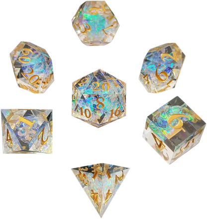 Prismatic Aegis Sharp Edged Resin Dice Set - Transparent