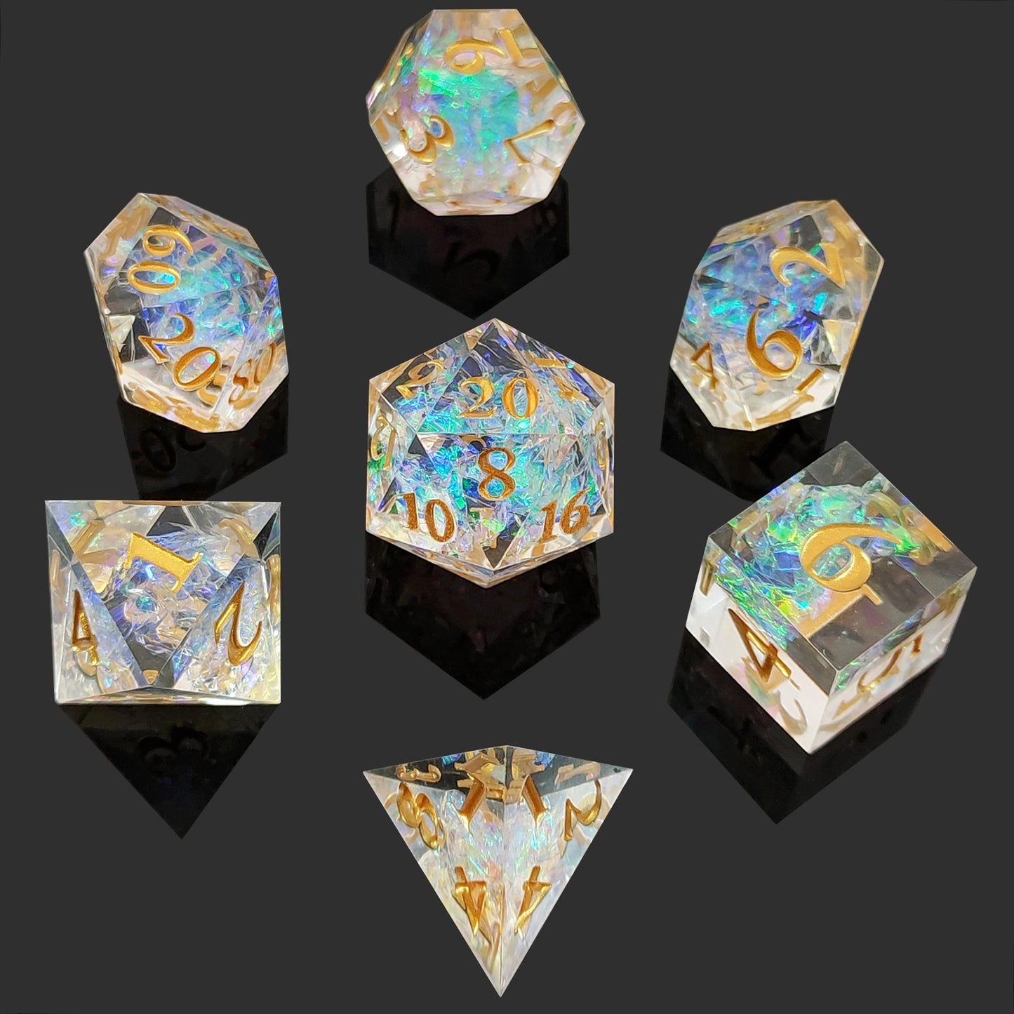 Prismatic Aegis Sharp Edged Resin Dice Set - Transparent