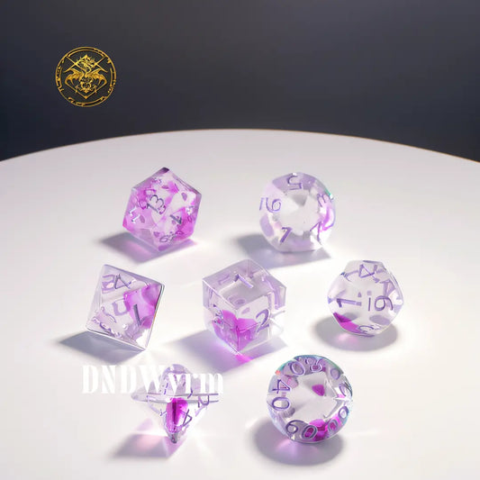 Crystal Clear Pink Dungeons & Dragons Dice Set(DND Dice Set)