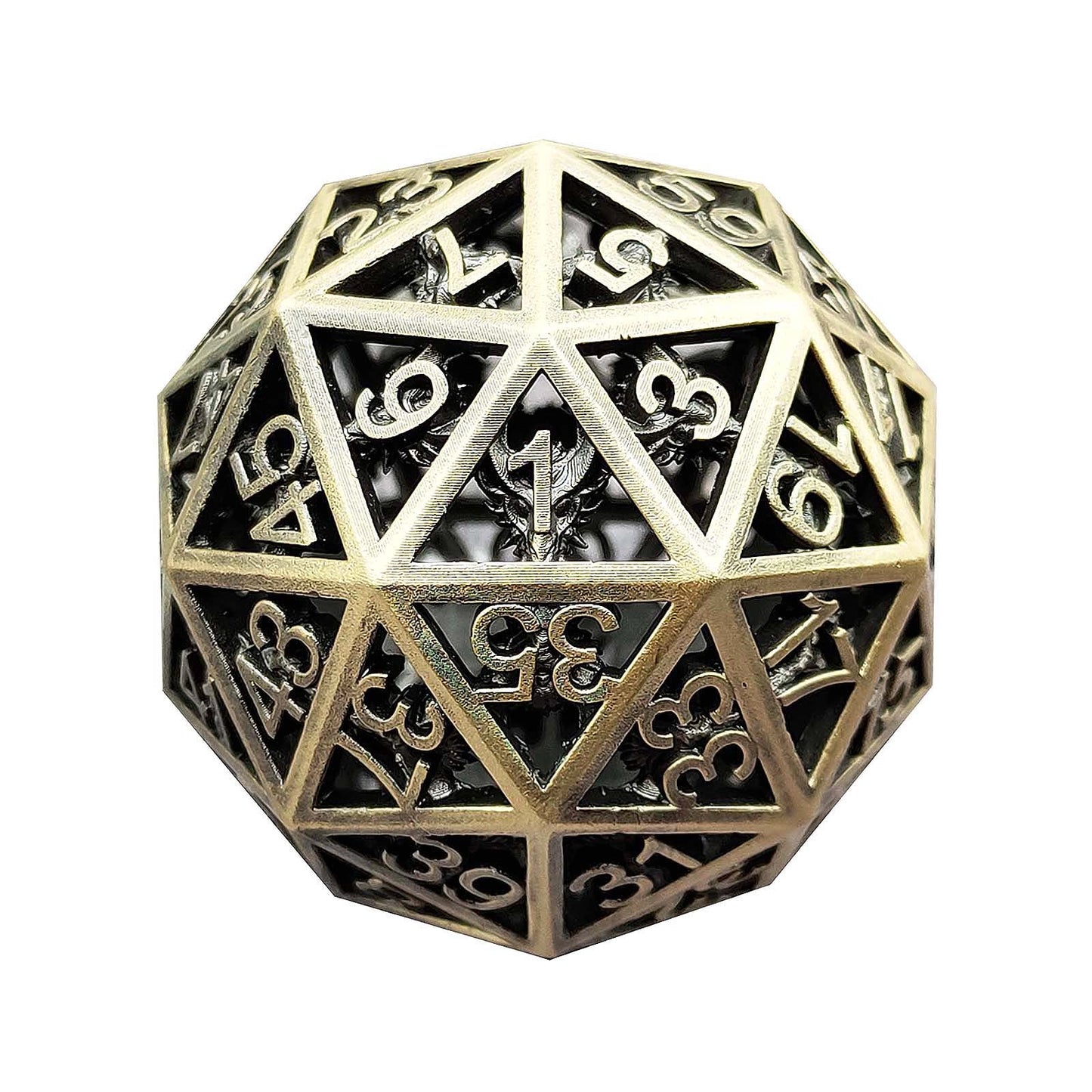 Copper Dragon Hoard Hollow Metal D60 D&D Dice - Yellow